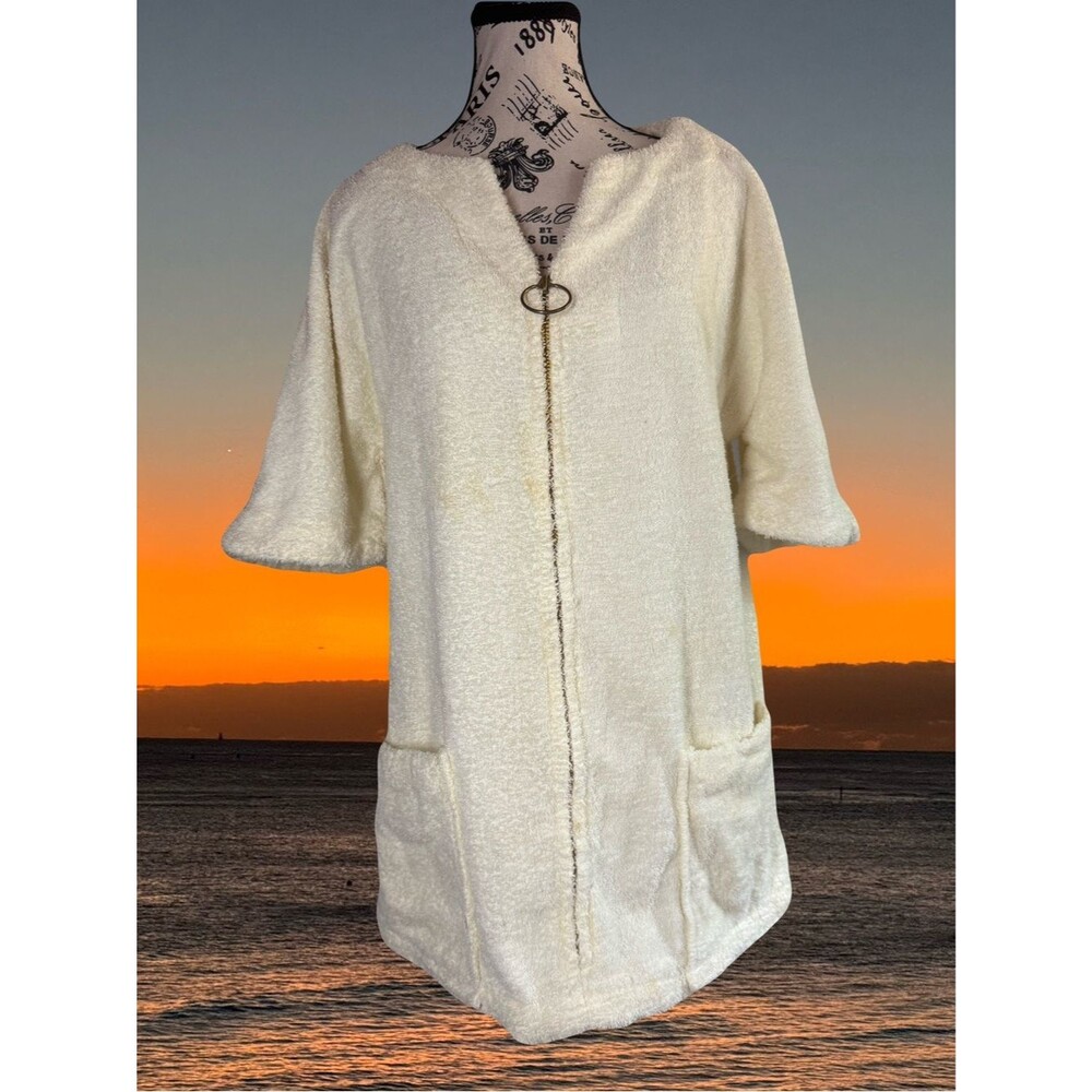 60s-70s Mod O-Ring Zip-Up Lounge Top Medium-Large
